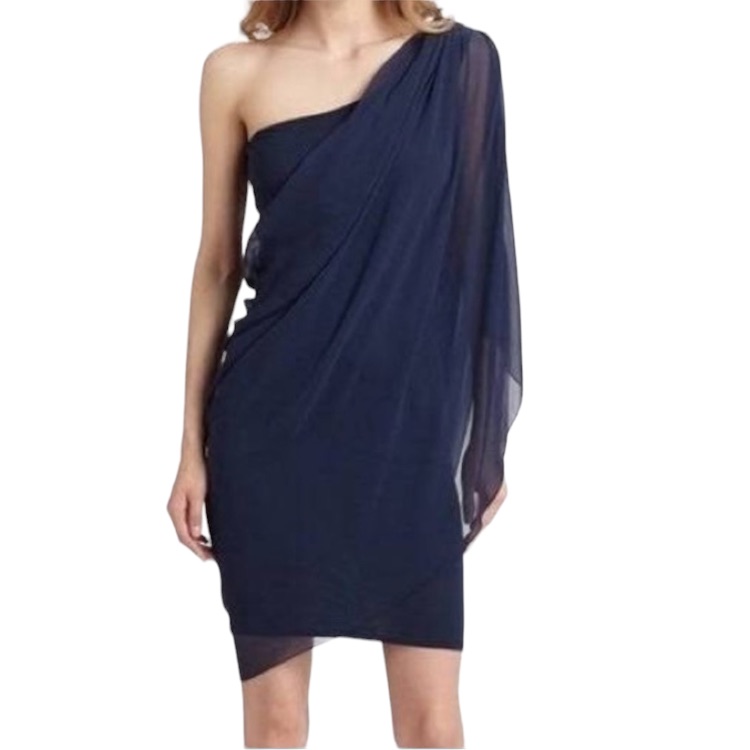 Alice + Olivia One Shoulder Drape Mini Dress Xs